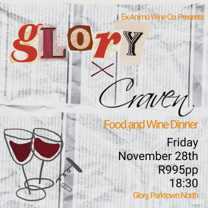 Craven x Glory | Food and Wine Dinner | 28th November 2025 | One Ticket